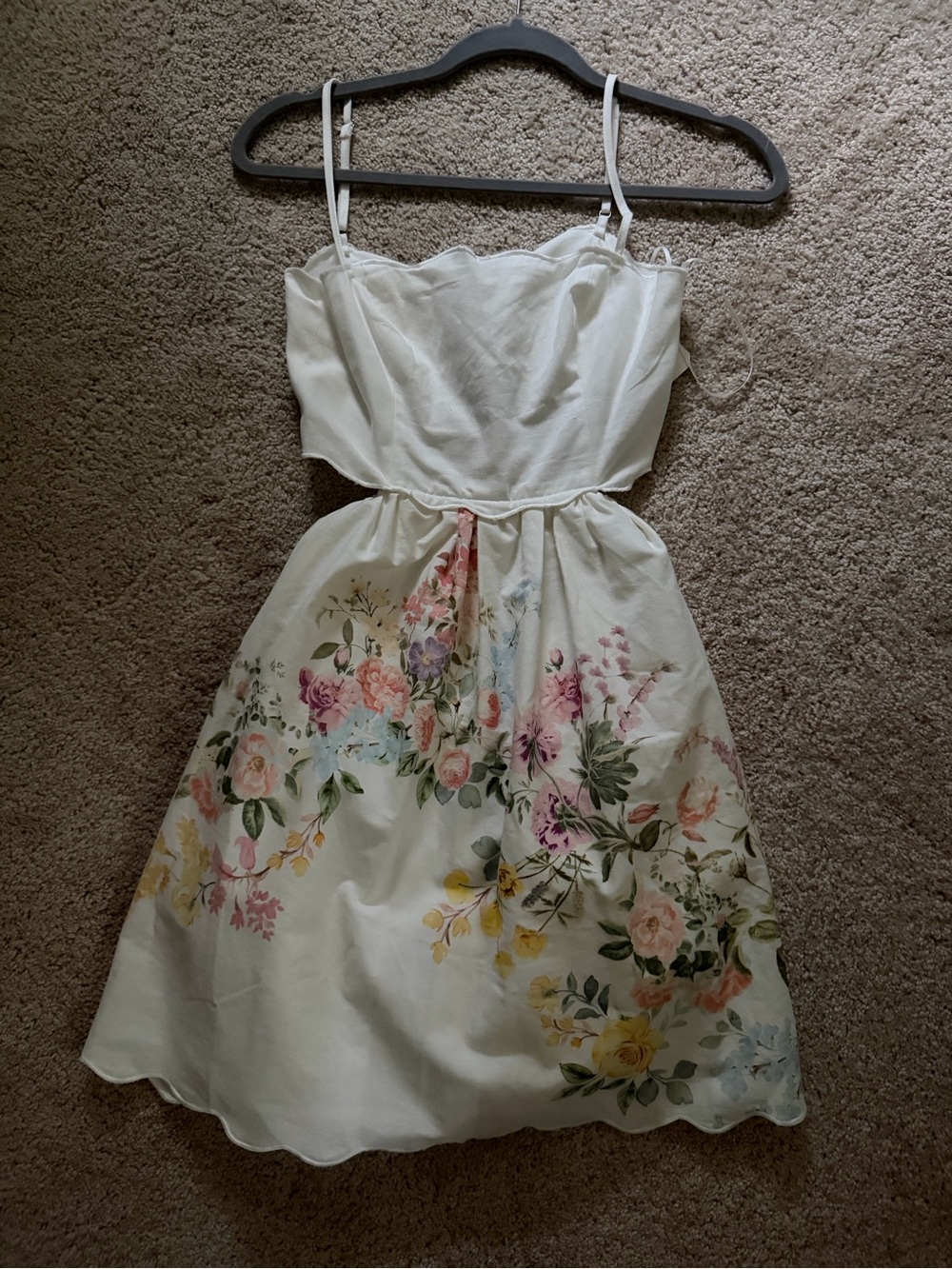Altar'd State White Floral Sundress with Scalloped Details